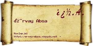 Árvay Absa névjegykártya